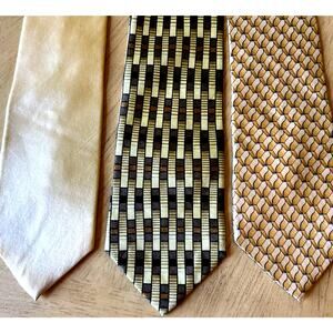 3 Silk Ties Yellow Andrew's Ties Stafford Ziggurat Geometric Easter Pastel Y2K